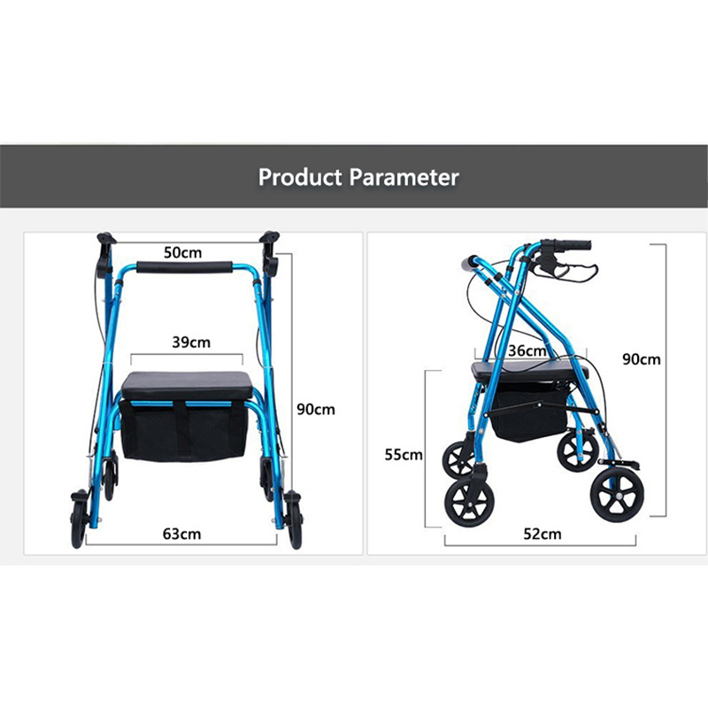 High Quality aluminum rollator walker folding 4 wheeled aluminum walker rollator