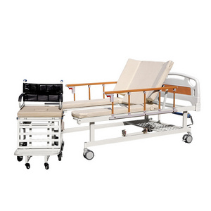 Multifunctional Wheelchair Home Care Bed Manual Nursing Bed Steel Adjustable Collapsible Hospital Patient Beds