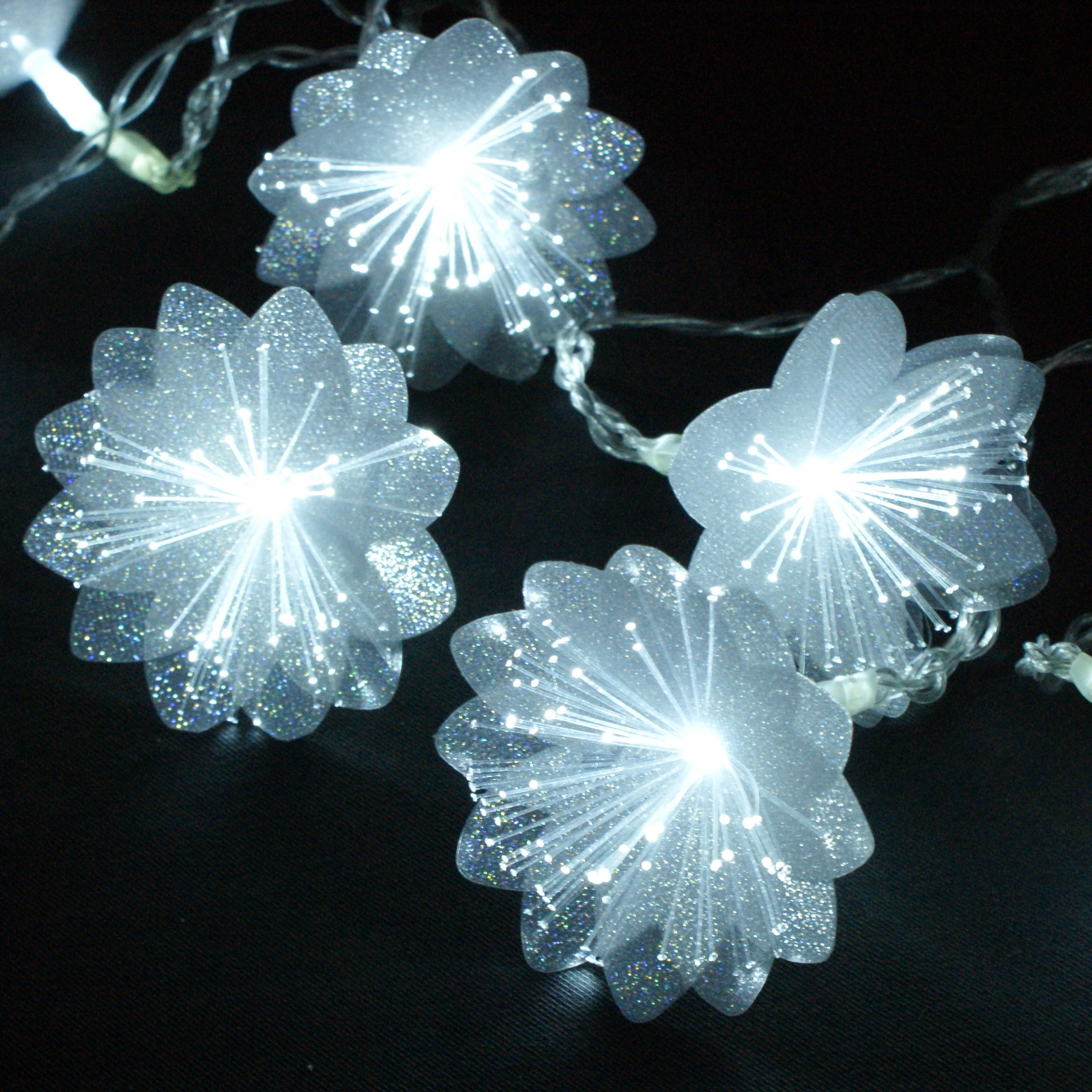 new arrival christmas optical fiber flowers decoration led battery operated powder string /fairy /garland light