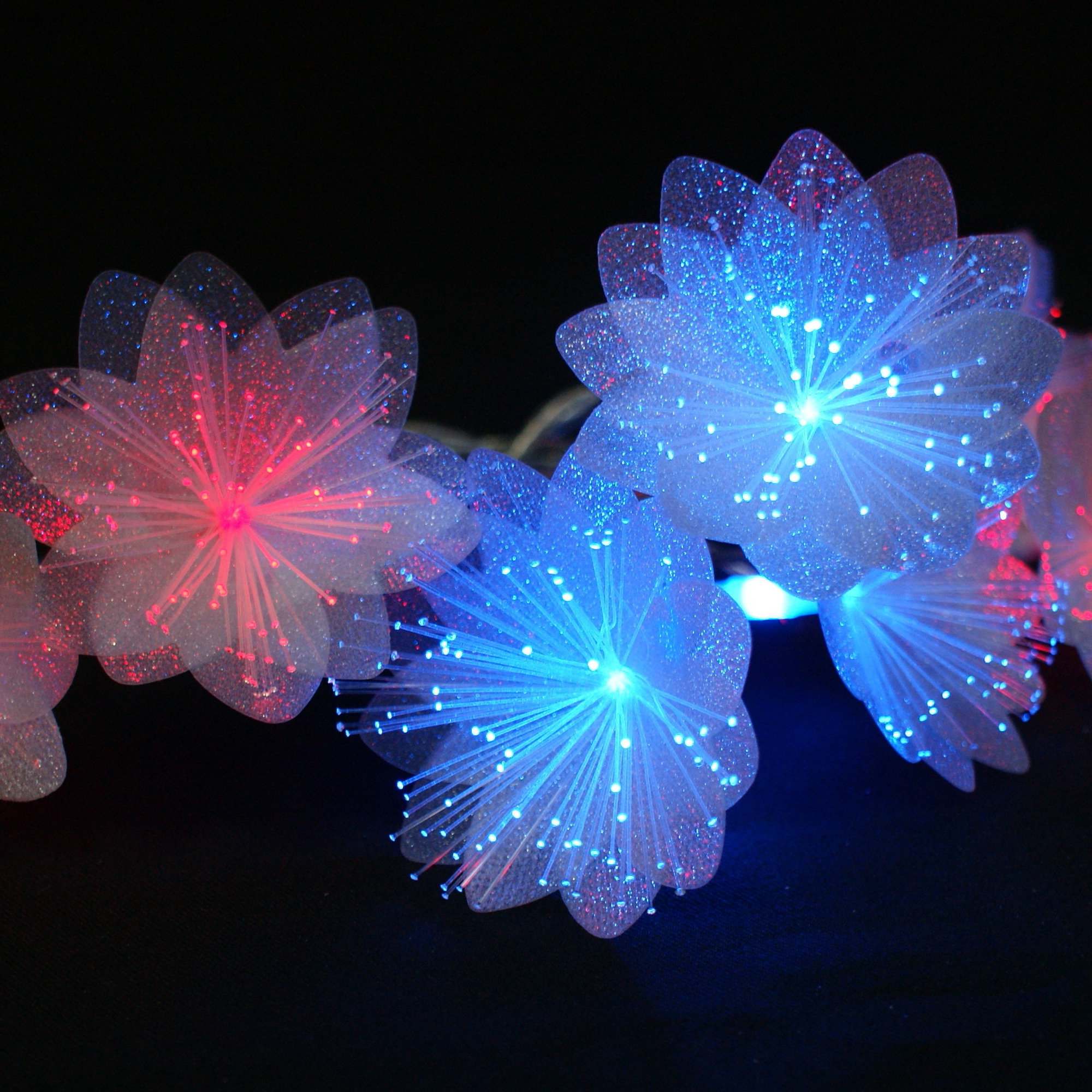 new arrival christmas optical fiber flowers decoration led battery operated powder string /fairy /garland light