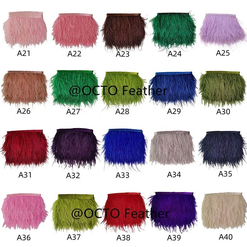 Wholesale Clothing Accessory Ostrich Feather Lace For Dress Shoes Sewing Ostrich Feather Fringe Trim