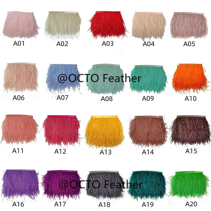 Wholesale Clothing Accessory Ostrich Feather Lace For Dress Shoes Sewing Ostrich Feather Fringe Trim