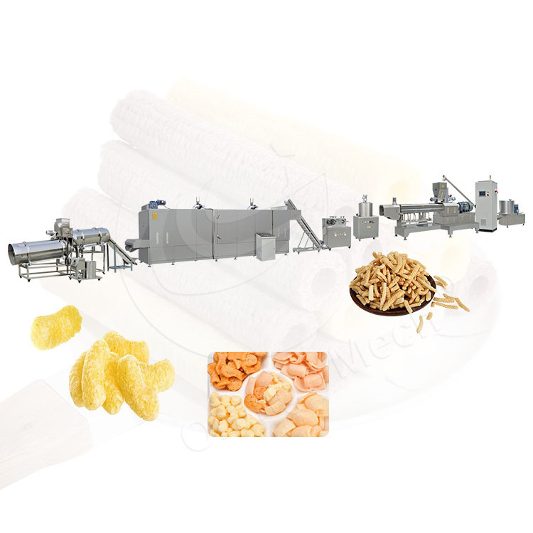 Full Automatic Twin Screw Extruder Corn Chips Puffs Snack Food Making Machine