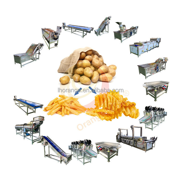 hot sale Fully Automatic Industrial Frozen French Fries Production Line Cassava Fresh Finger Potato Chips Making Machine Price