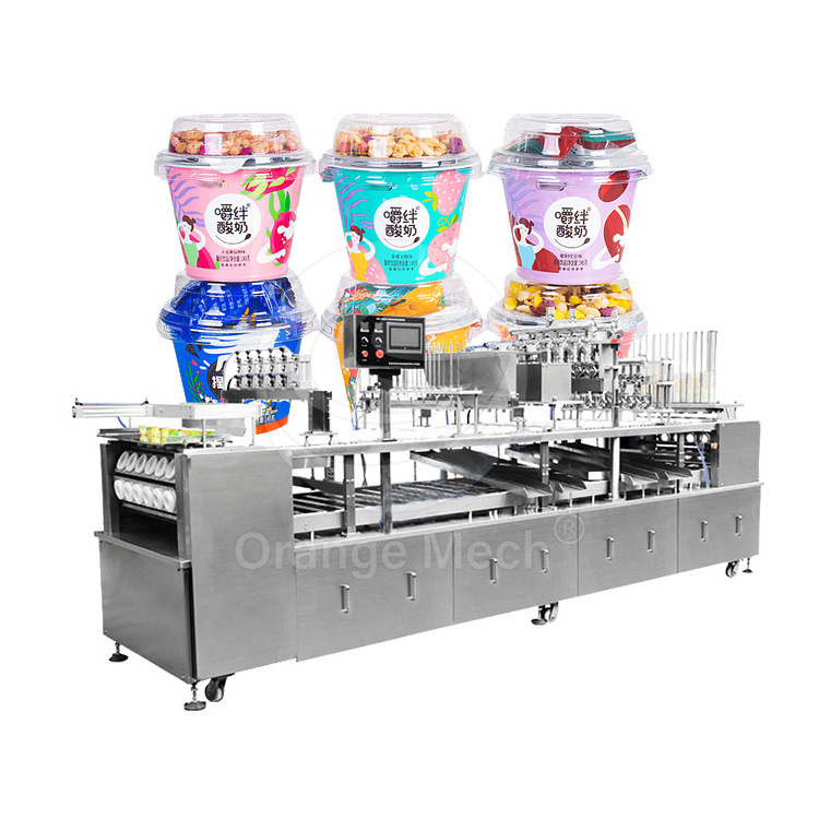 ORME Full Automatic 4 Lane Cream Tub Linear Ice Cream Cone Compote Appel Jam Fill Seal Machine Line