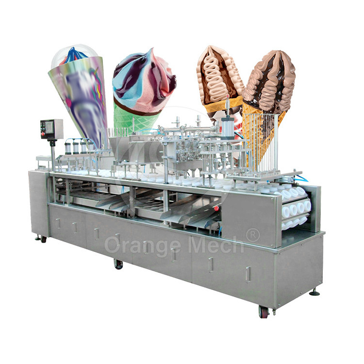 ORME Full Automatic 4 Lane Cream Tub Linear Ice Cream Cone Compote Appel Jam Fill Seal Machine Line