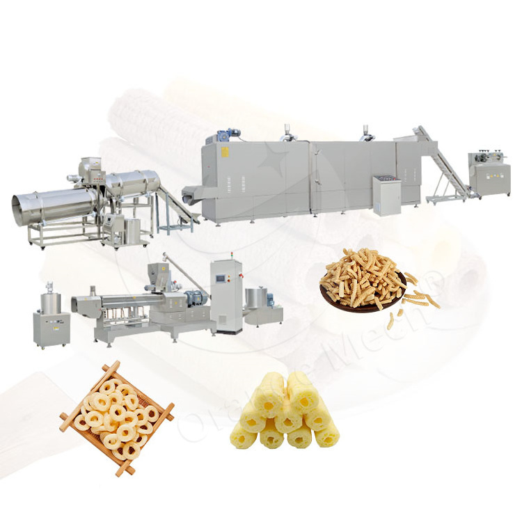 Full Automatic Twin Screw Extruder Corn Chips Puffs Snack Food Making Machine