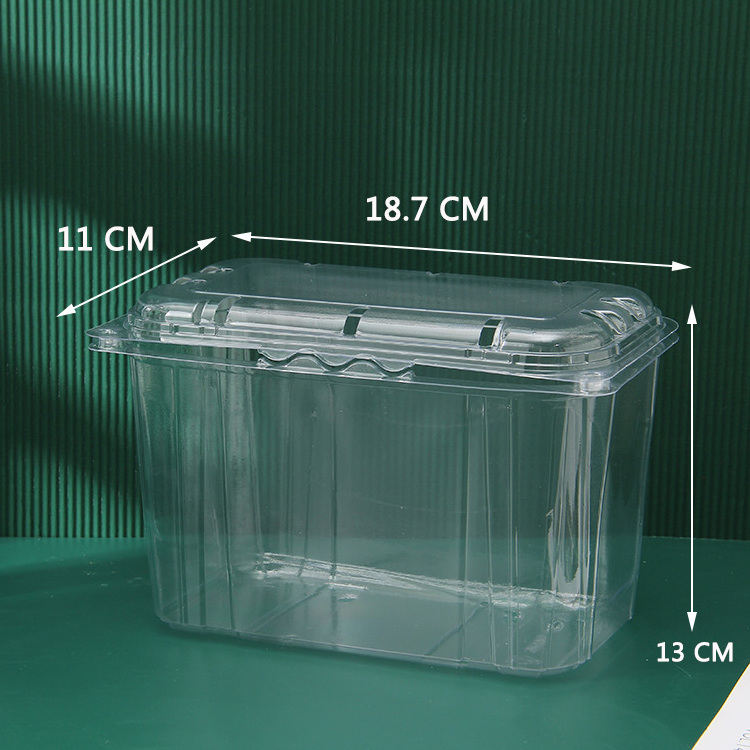 Custom Made Recyclable Clear Vegetable Plastic Clamshell Box Packaging Pet Salad Container with Lid plastic fruit container pet