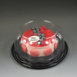 Clear round plastic container disposable salad bowl plastic containers transparent plastic cake packaging box for food