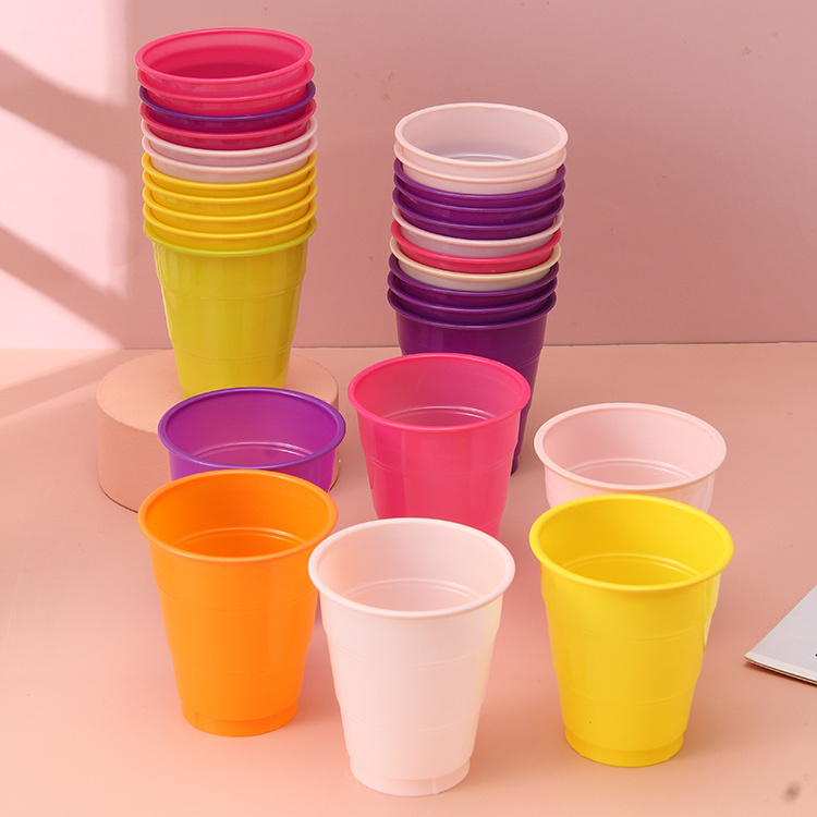 Manufacturer Wholesale Disposable Juice Cold Cup Container PS Guangdong Party Blister Custom Plastic 7 oz Rainbow Cups