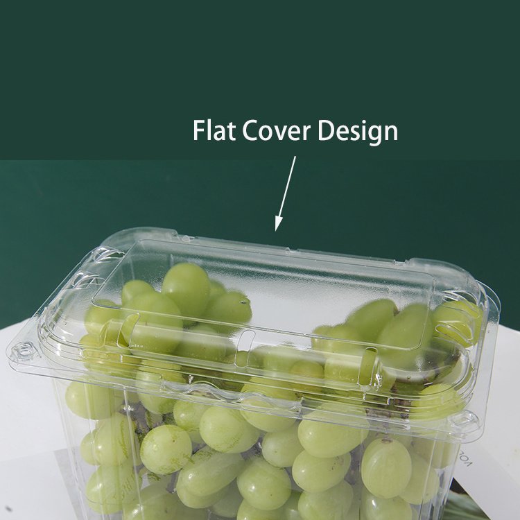 Custom Made Recyclable Clear Vegetable Plastic Clamshell Box Packaging Pet Salad Container with Lid plastic fruit container pet