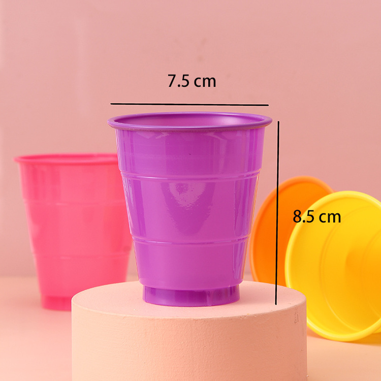 Manufacturer Wholesale Disposable Juice Cold Cup Container PS Guangdong Party Blister Custom Plastic 7 oz Rainbow Cups