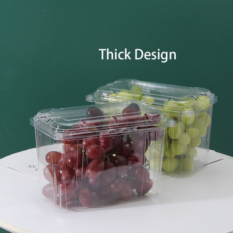 Custom Made Recyclable Clear Vegetable Plastic Clamshell Box Packaging Pet Salad Container with Lid plastic fruit container pet