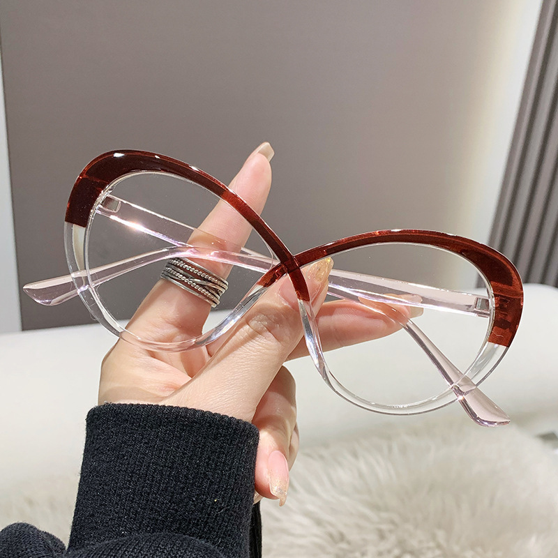 Customized Fashionable Glasses Oval Cross Design And Anti Blue Light Eyeglass Frame For Women