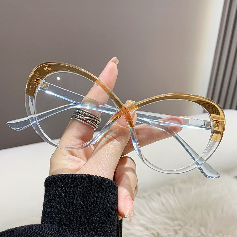 Customized Fashionable Glasses Oval Cross Design And Anti Blue Light Eyeglass Frame For Women