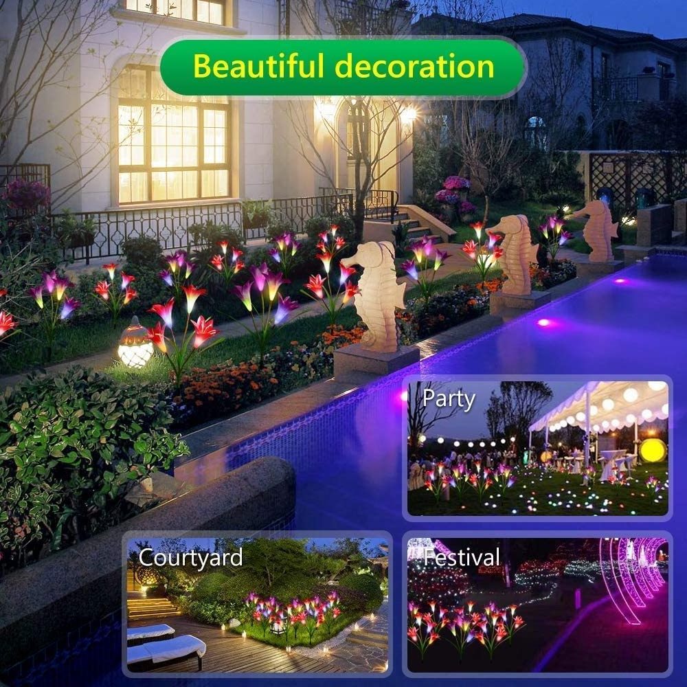 China Suppliers  Flash Artificial Lily  Flower Solar Light