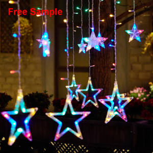 Christmas Lights Fairy Ramadan Diwali Light luces de Navidad Window Star Moon Led Curtain String Light For Christmas Decoration