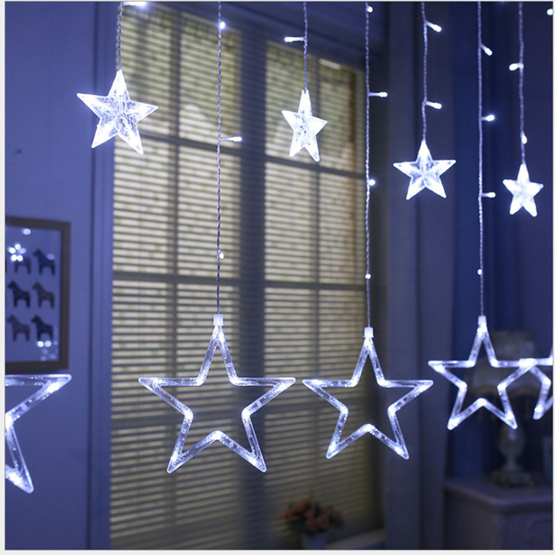 Christmas Lights Fairy Ramadan Diwali Light luces de Navidad Window Star Moon Led Curtain String Light For Christmas Decoration