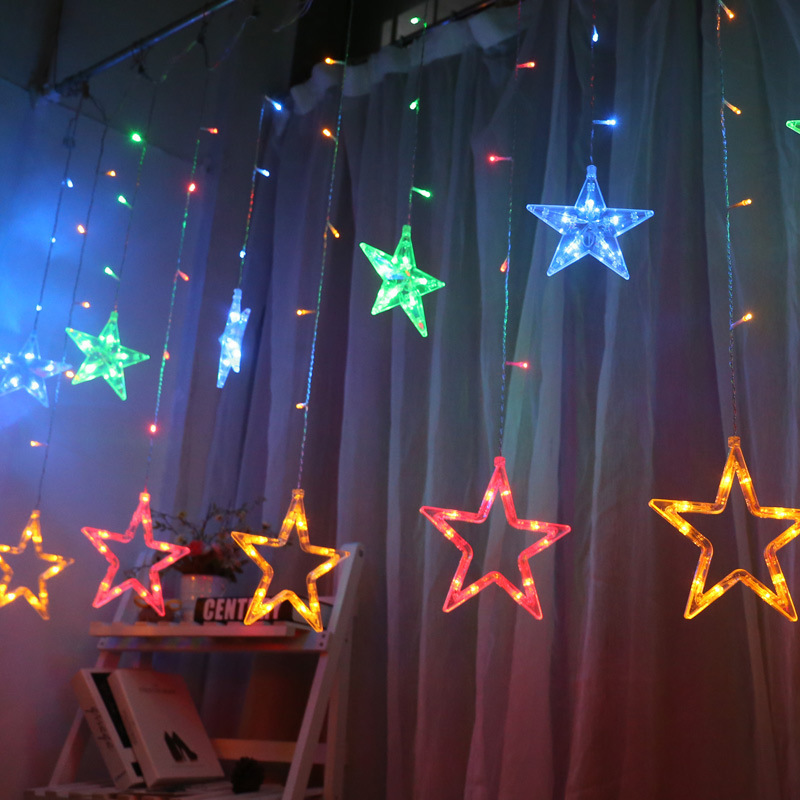 Christmas Lights Fairy Ramadan Diwali Light luces de Navidad Window Star Moon Led Curtain String Light For Christmas Decoration