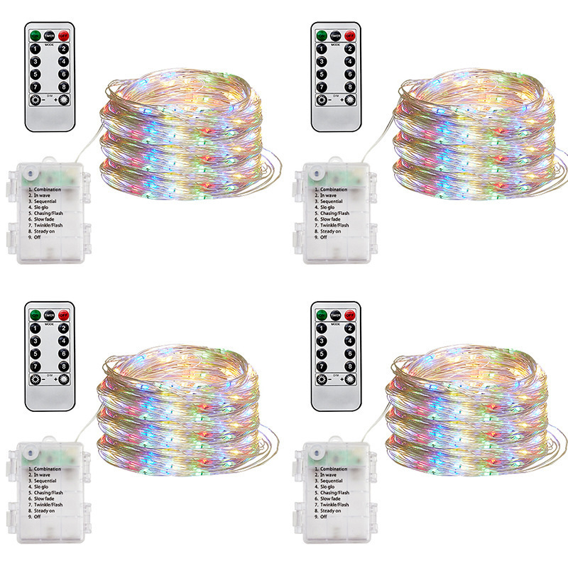 5M 10M  Waterproof Battery Operated Remote Control 8 Mode Timer String Copper Wire LED String Light Christmas Decoration