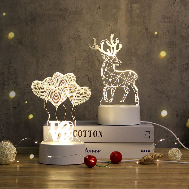 3d Illusion Led Lamps Creative Cartoon Mini Warm Acrylic Led Table Desk Lamp  Decoration Night Lights