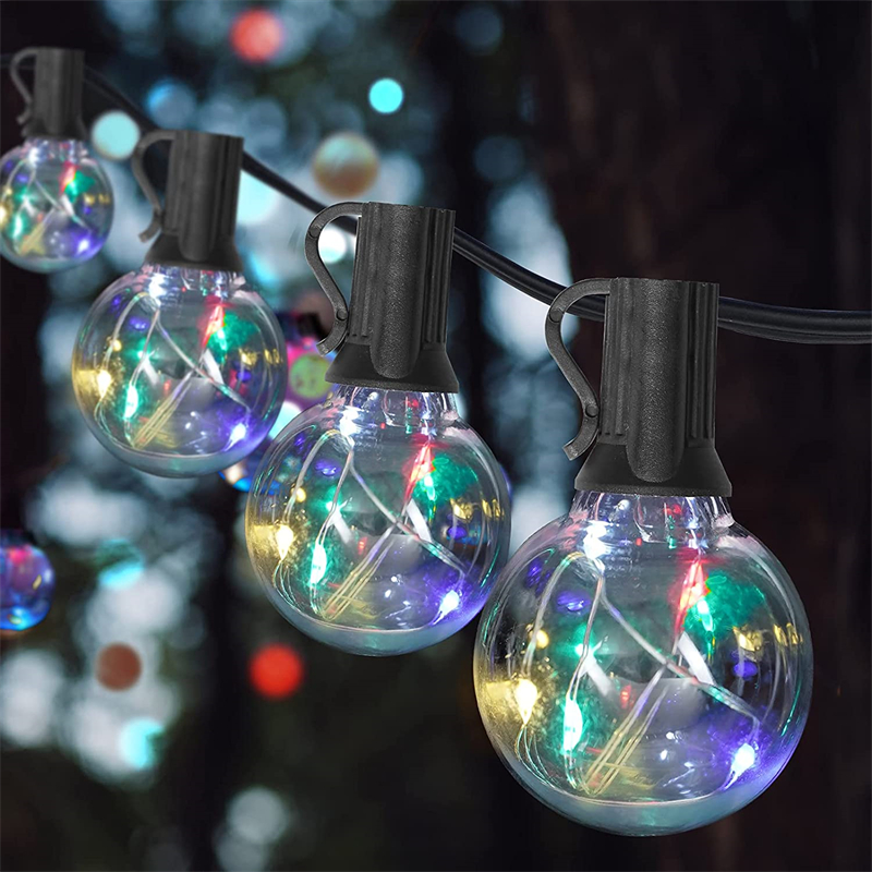 Globe Garden Patio Lighting 25 Edison Bulbs Solar Panel Powered Fairy LED G40 Bulbs String Lights