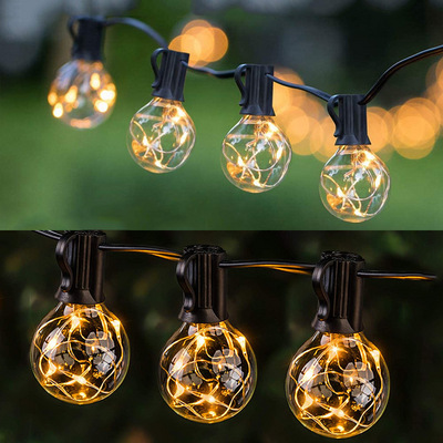 Globe Garden Patio Lighting 25 Edison Bulbs Solar Panel Powered Fairy LED G40 Bulbs String Lights