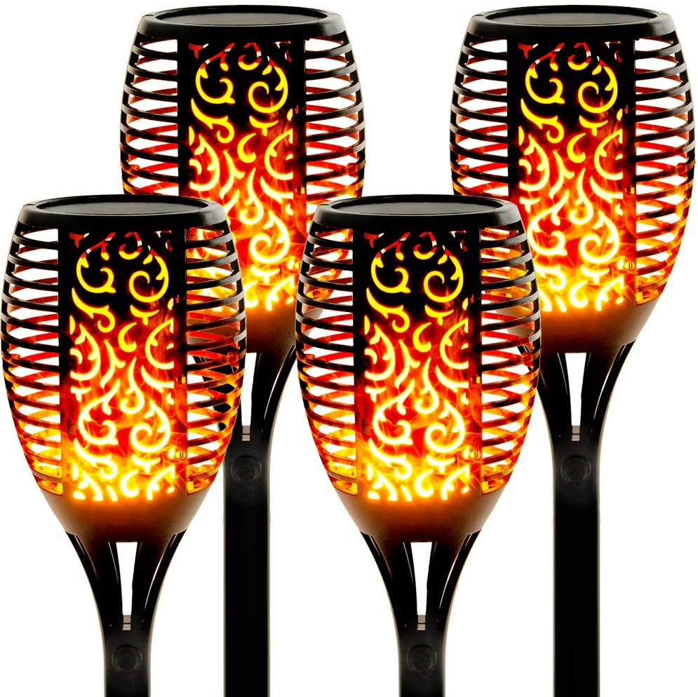 Led Solar Lamp Outdoor Tiki Torch Light with Flickering Flame Decoration Landscape Outdoor Lighting