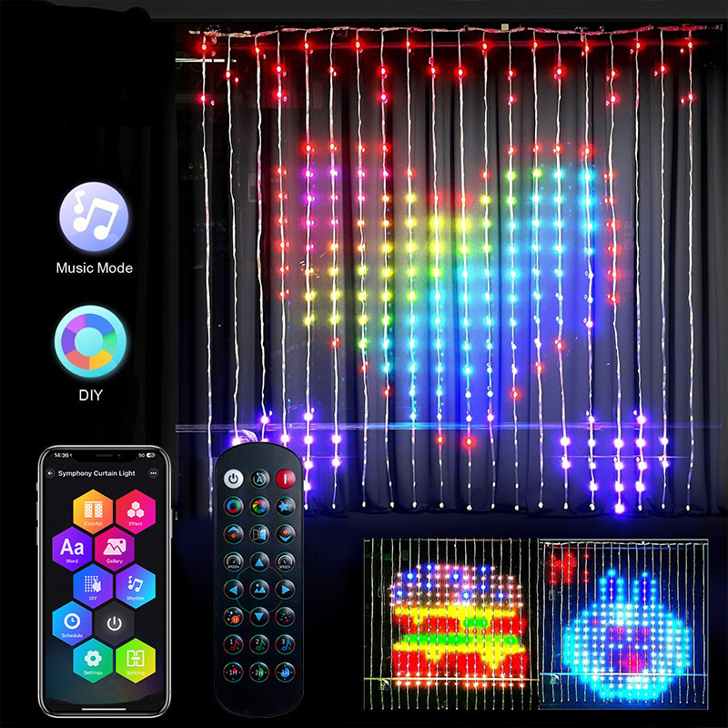 App Control Christmas Smart Rgb Pixel Addressable Curtain Lights Party Programmable Led Fairy Smart Curtain Lights