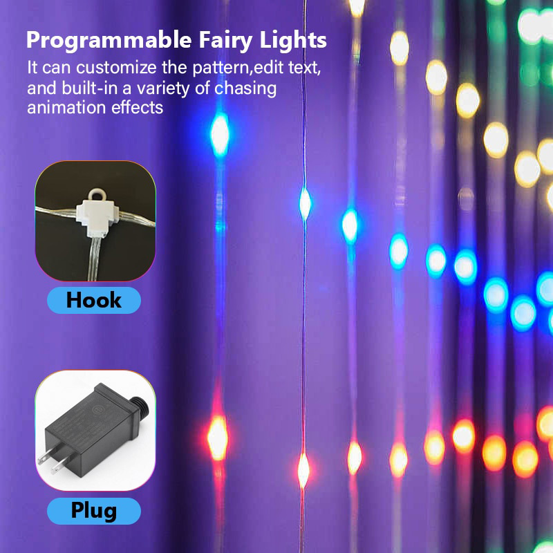 App Control Christmas Smart Rgb Pixel Addressable Curtain Lights Party Programmable Led Fairy Smart Curtain Lights