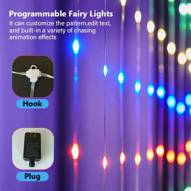 iDeal Led Curtain Lights Color Changing APP Control Smart With Remote RGB Window String Lights Rainbow Curtain Fairy Lights