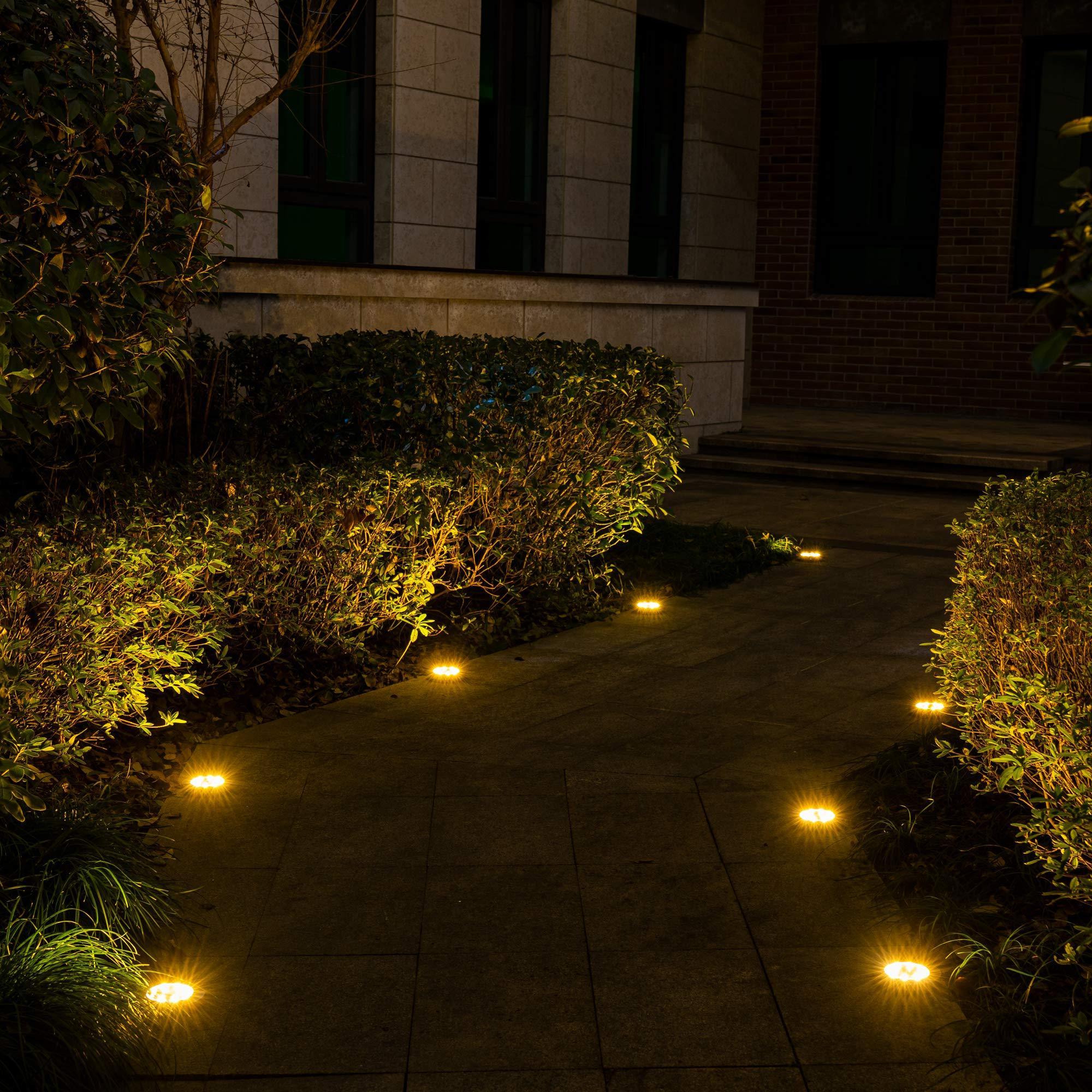 Solar Ground Lights Outdoor Waterproof LED Solar Powered Disk Lights Outdoor Garden Landscape Lighting