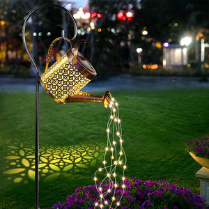 Patio Yard Pathway Plant Vine Lights Solar Outdoor Waterproof Fairy Lights Hanging Metal Waterfall Solar Watering Can Light