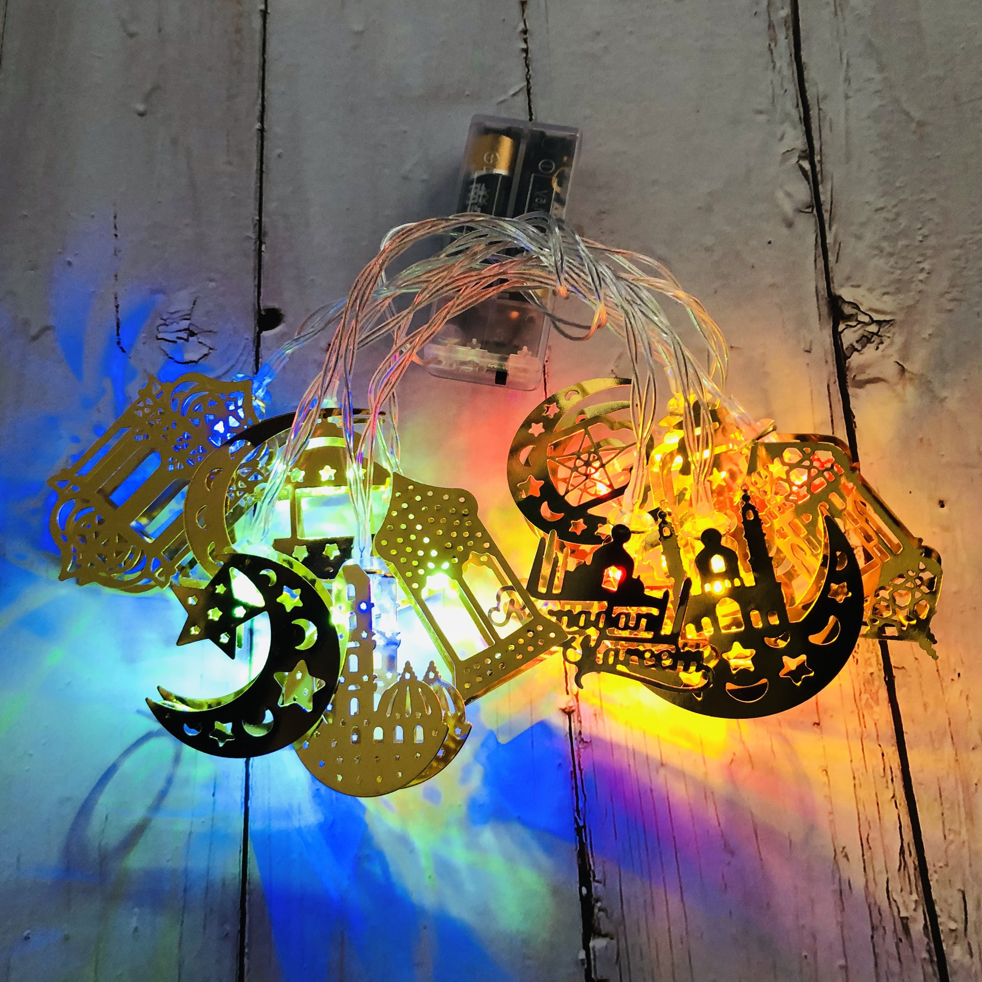 Eid Al Adha Decorations String Lights LED Eid Moon Star Kerosene Lantern Lamp Battery Operated for Ramadan Decoration