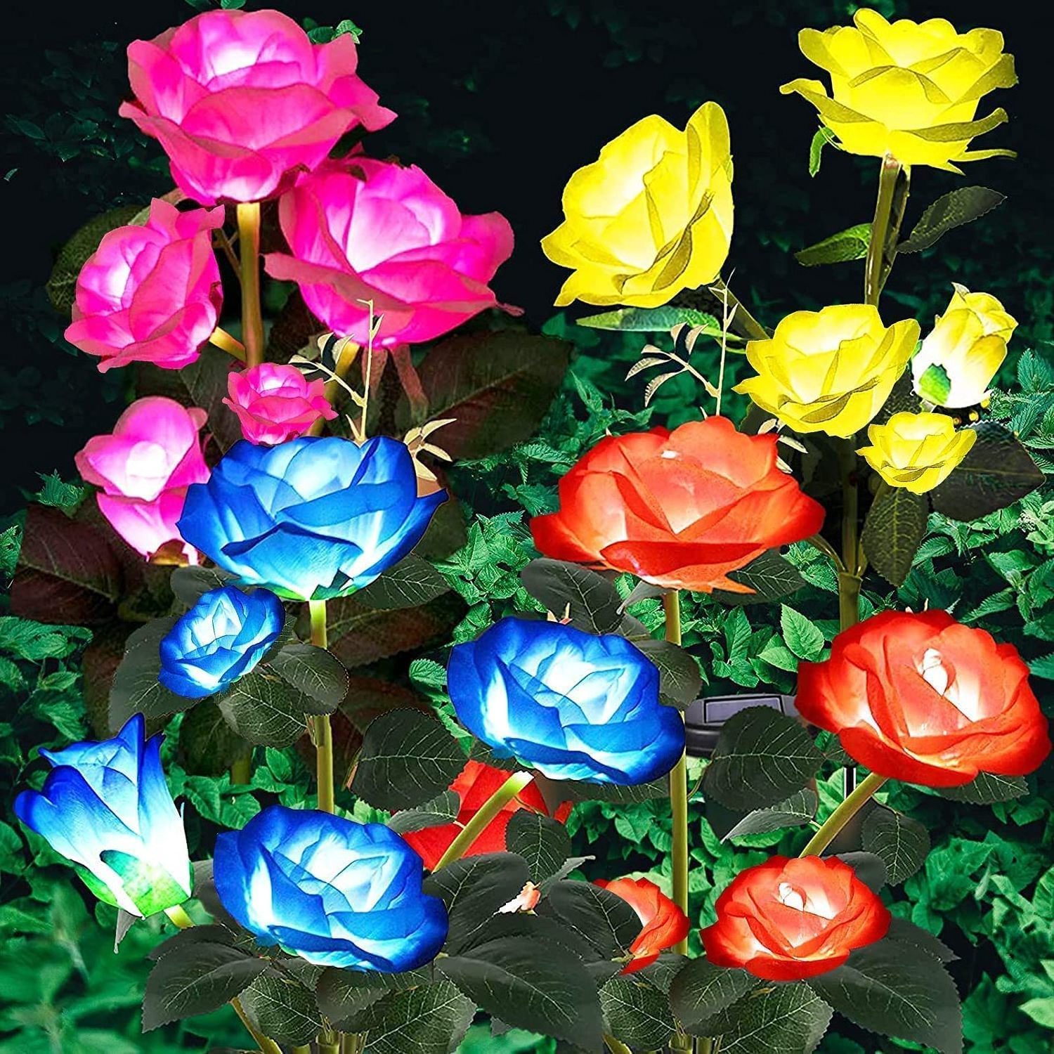 Waterproof Outdoor Decoration Solar Rose Flower Lights Decorative Landscape Lighting Solar Garden Lights for Pathway Walkway