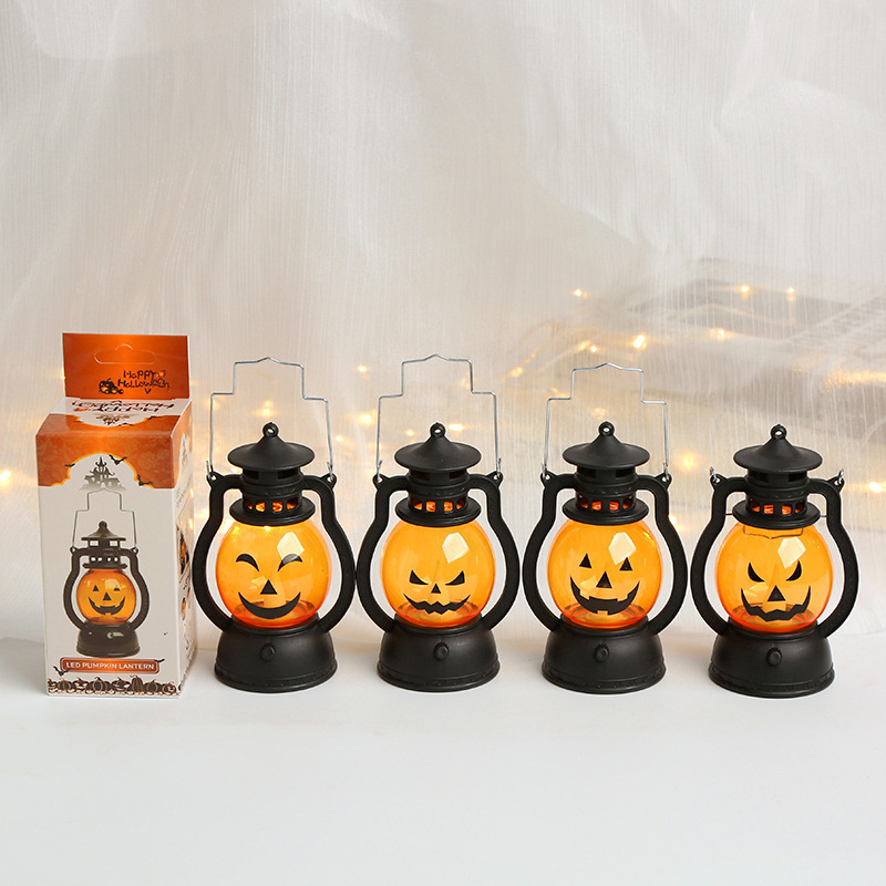 Halloween Lantern Portable Jack O Lanterns Retro Pumpkin Lantern Cute Halloween Decorations light