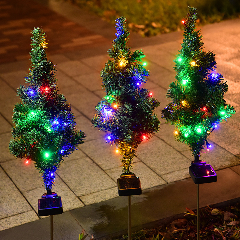 Led Solar Christmas Tree Lights Yard Decoration Garden Insert Lawn Landscape Stake Tree Lights Outdoor