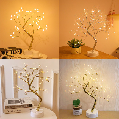 Led Copper Wire Shimmer Tree Light 108 LED 36 LED Pearl Battery USB Touch Switch Night Light Bonsai Tree Light Table Tree Lamp