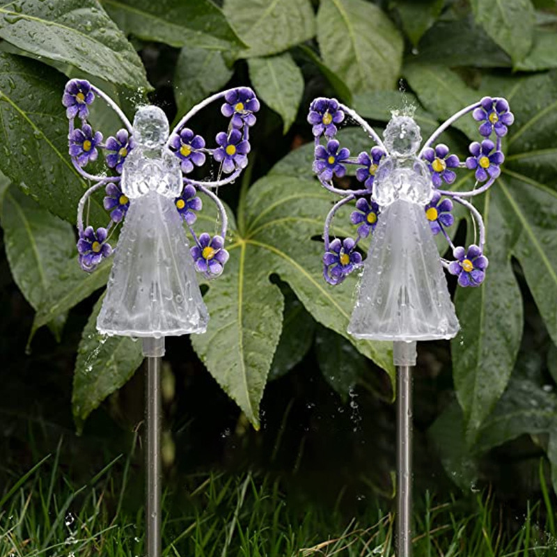 Solar Angel Garden Stake Decorative Lights Acrylic for Garden Yard Patio Cemetery Grave Decorations