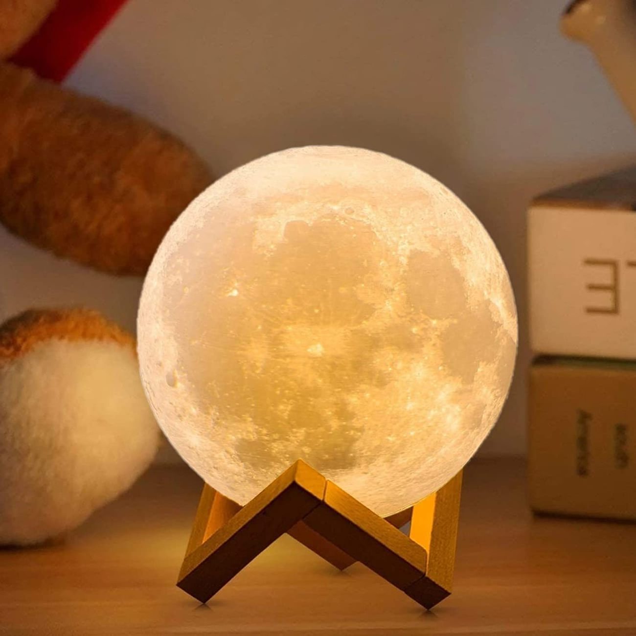 3d Moon Lamp Kids Night Light 16 Colors Led Light Rechargeable Battery With Remote Control & Pat