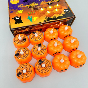 Halloween Pumpkin Flamles Candle 4.8cm Small Pumpkins Spiders Lantern Halloween Decoration