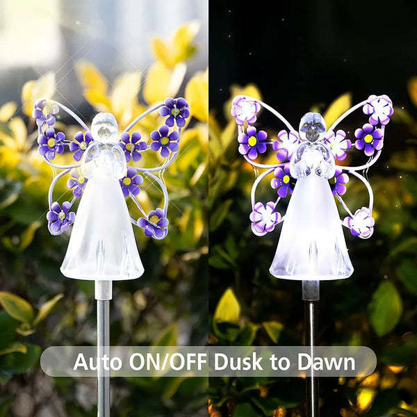 Solar Angel Garden Stake Decorative Lights Acrylic for Garden Yard Patio Cemetery Grave Decorations