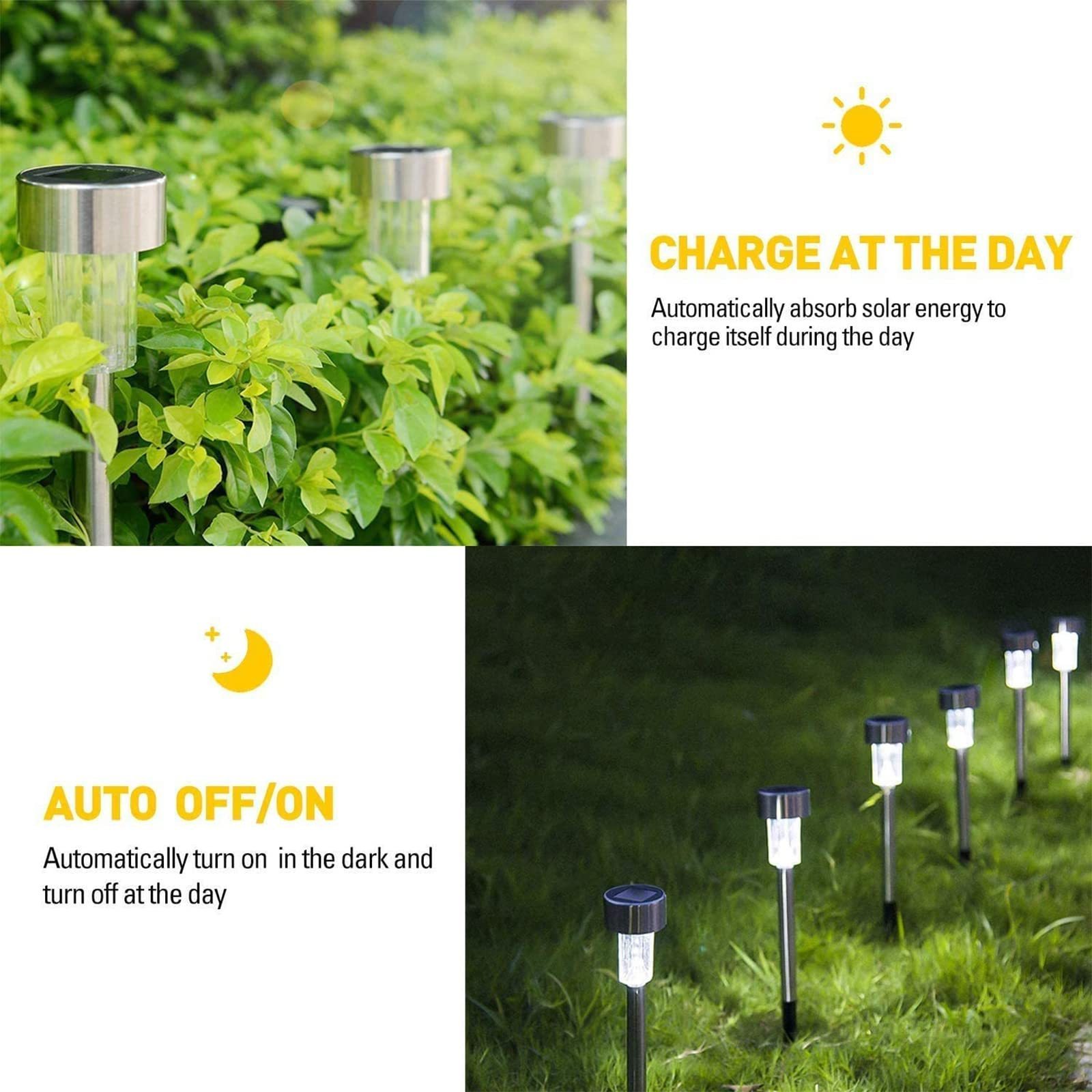 Stainless Steel Outdoor Led Solar Lights Waterproof Landscape Lighting Pathway Lawn Decorate Solar Garden Lights