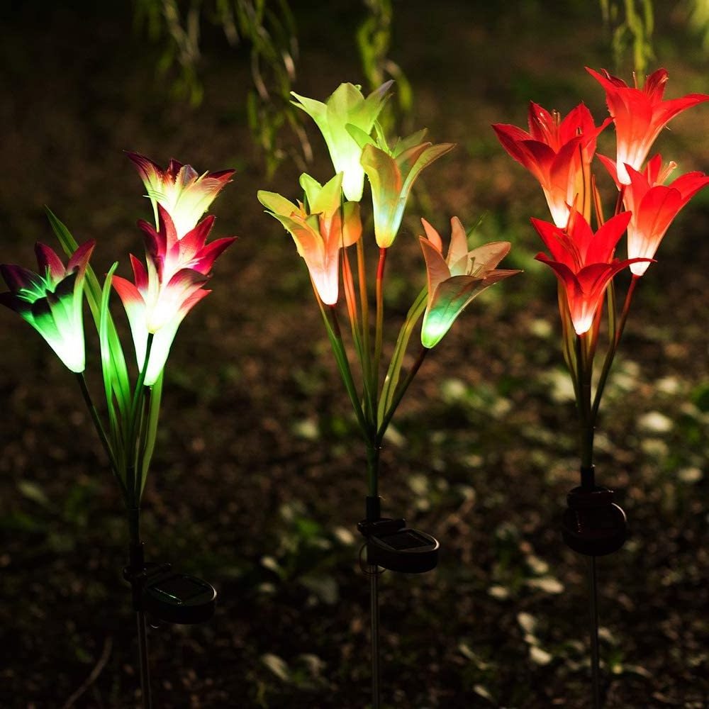 China Suppliers  Flash Artificial Lily  Flower Solar Light