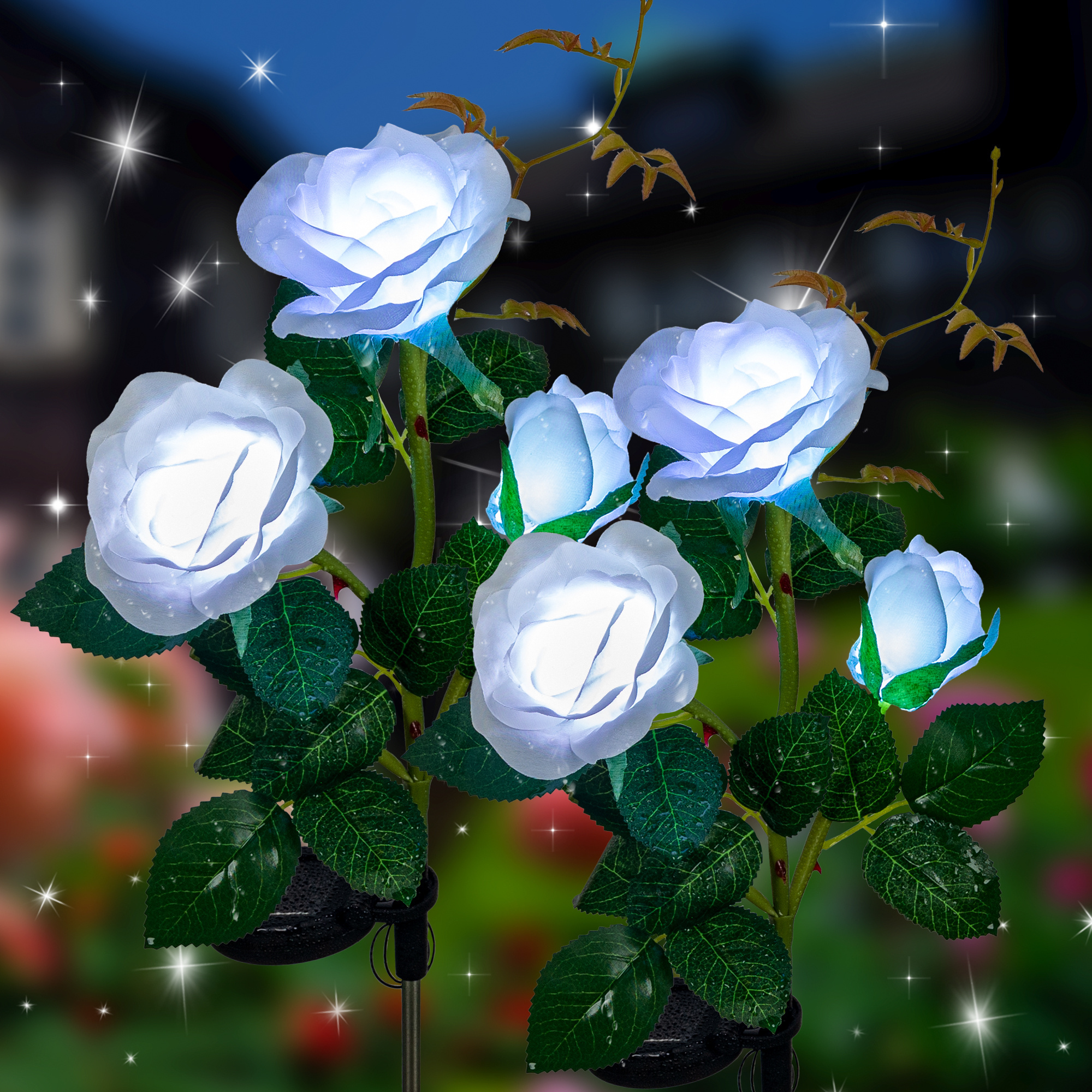 Waterproof Outdoor Decoration Solar Rose Flower Lights Decorative Landscape Lighting Solar Garden Lights for Pathway Walkway