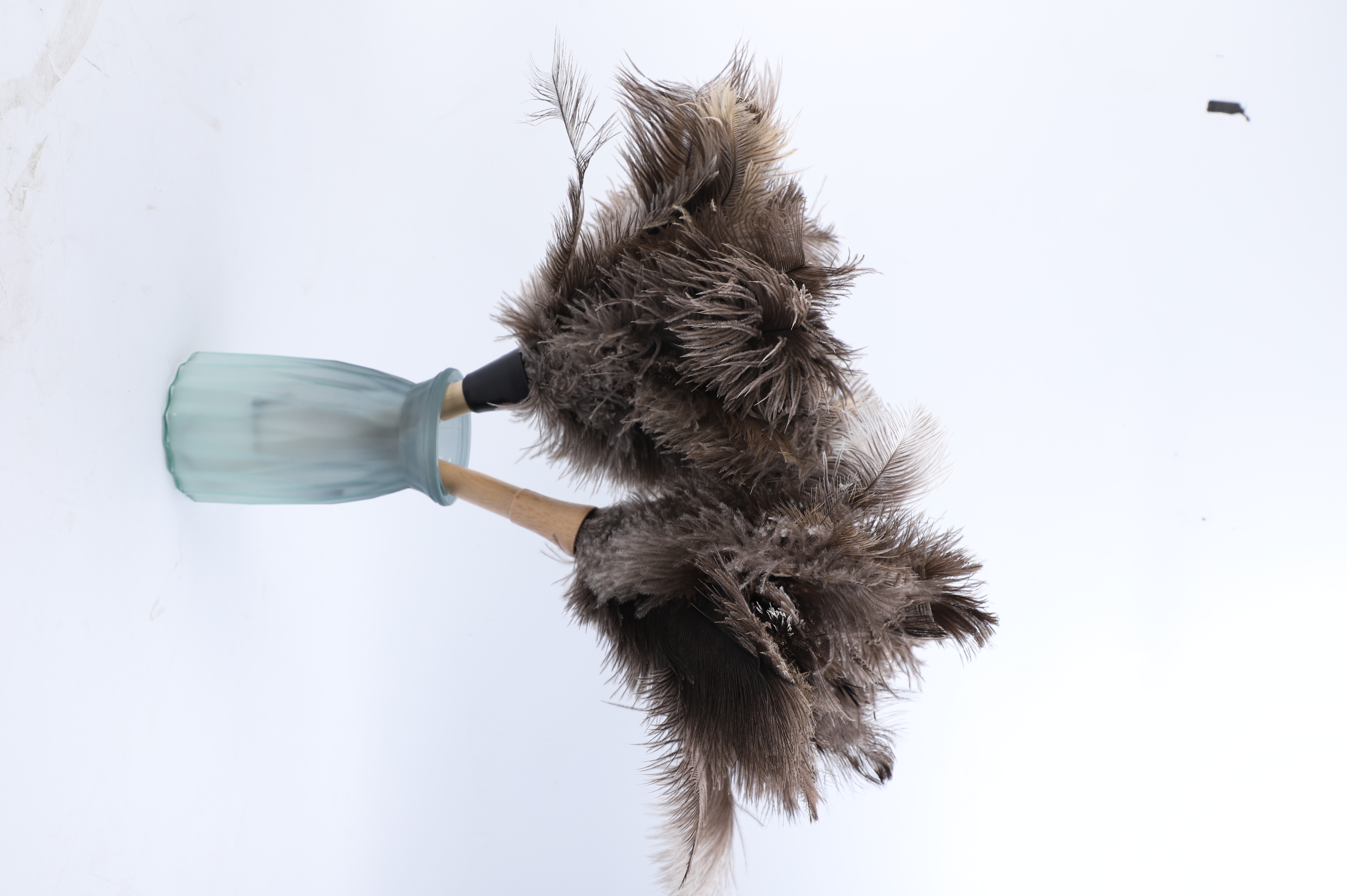 mini  chinese good quality ostrich feather duster black fluffy with feather duster cleaning