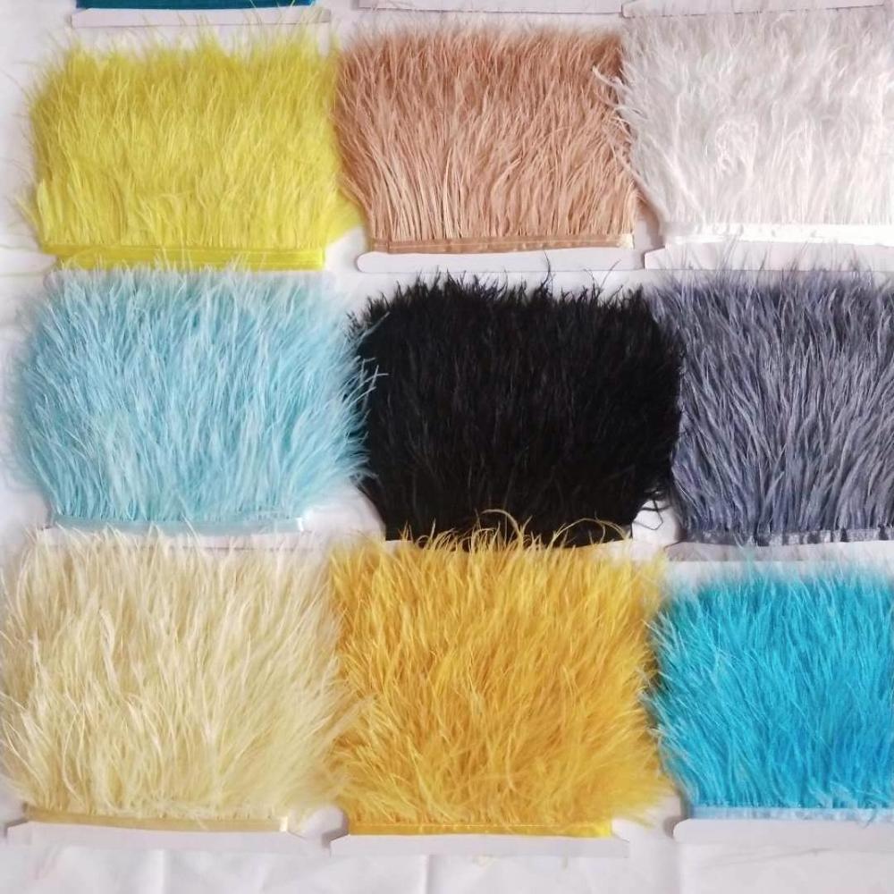 Feather Factory Direct Supply Cheap Multi-Color Ostrich Feather Fringe Trim On Satin Ribbon For Party Wedding Costume