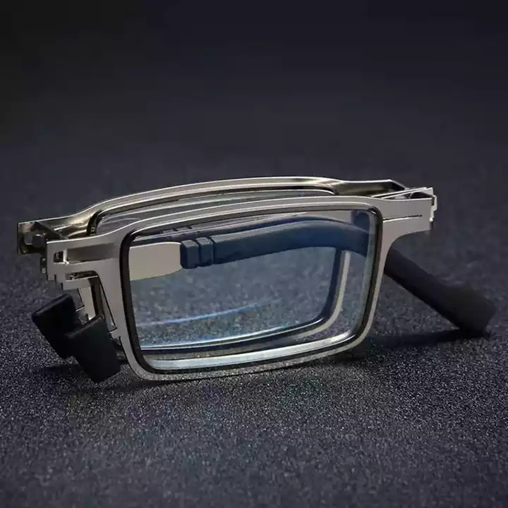 Mini Metal Folding Reading Glasses Small Round Square Portable Foldable Blue Light Blocking Folding Reading Glasses With Case