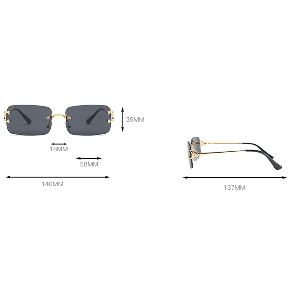 Rectangular Rimless Men Metal Fashion Square Sun Glasses For Women Dropshipping Sunglasses