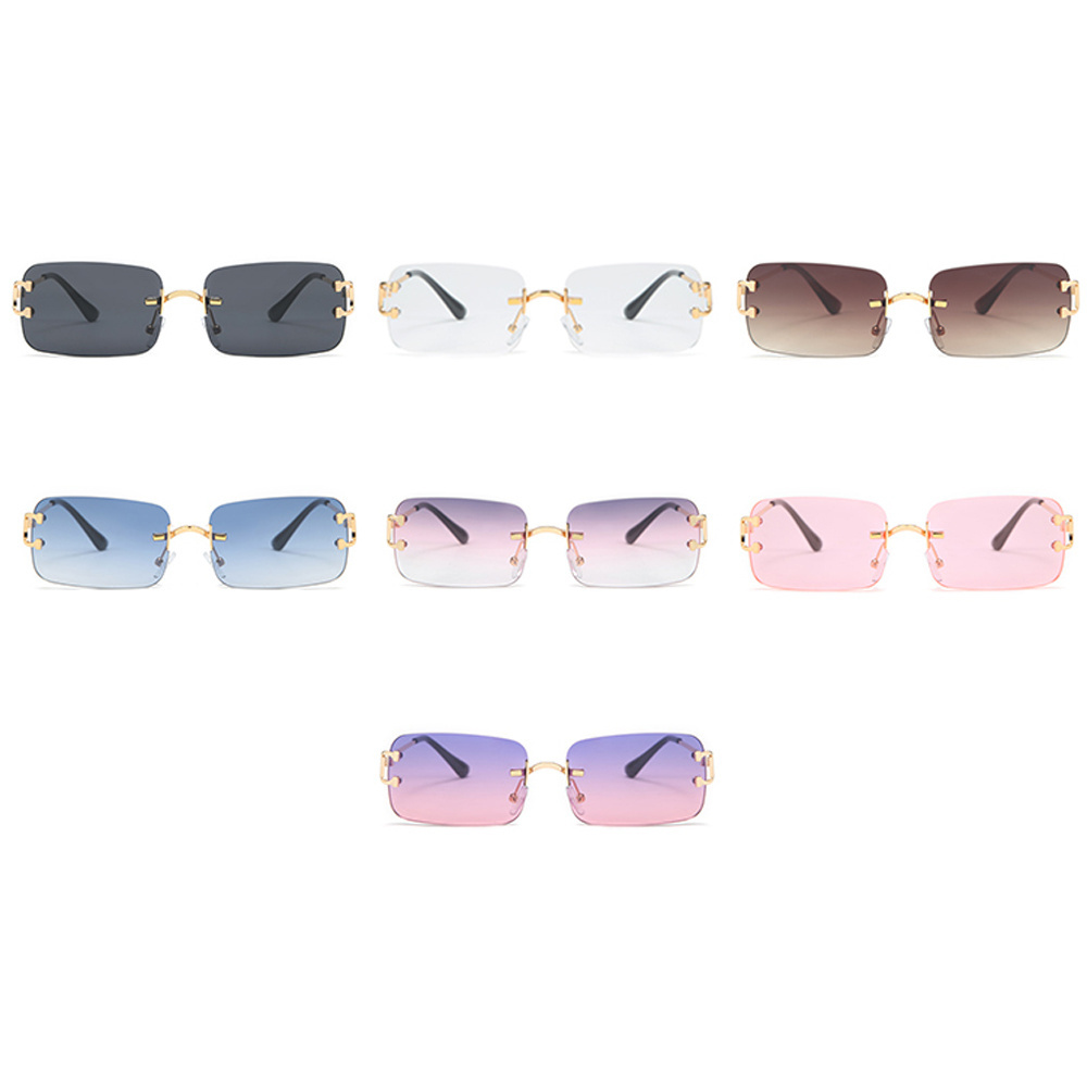 Rectangular Rimless Men Metal Fashion Square Sun Glasses For Women Dropshipping Sunglasses